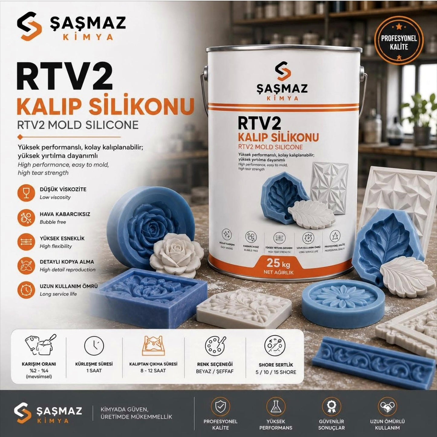 Rtv2 Kalıp Silikonu Şaşmaz Kimya'Da.